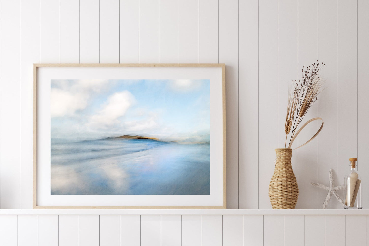 coastal cloud reflections dreamy seascape art