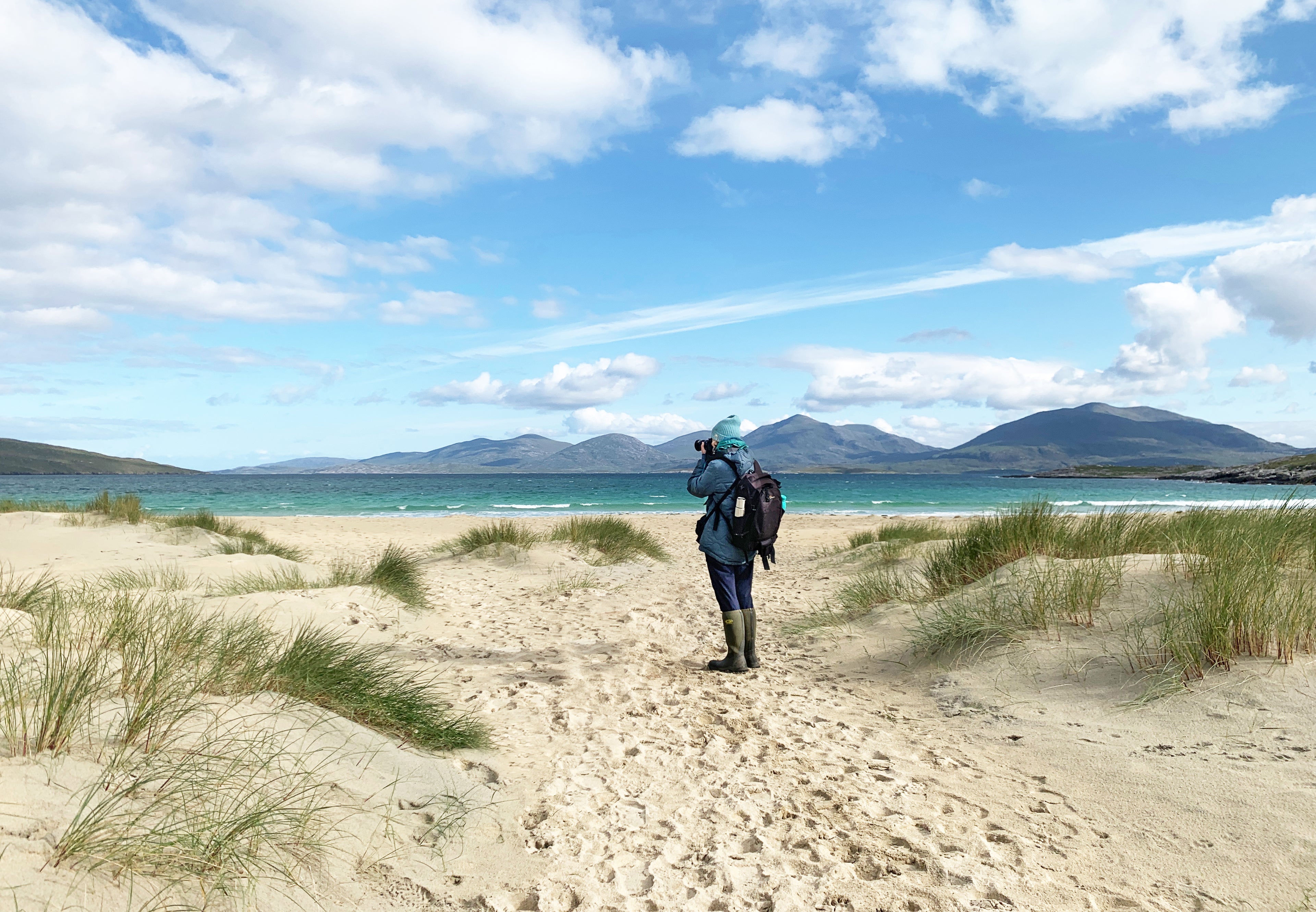 photographer on luskentyre beach doing ICM photography